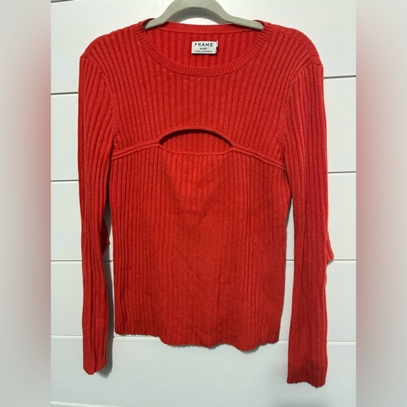 Frame Overlap Long Sleeves Keyhole Rib wool Sweater size M - Picture 4 of 8